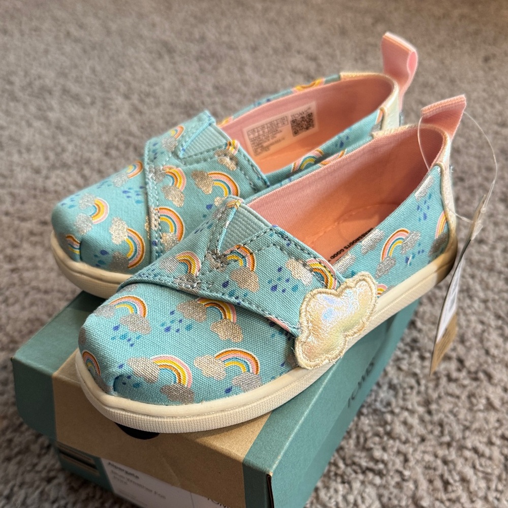 TOMS Alpargata - Blue Weather Foil Print - Never Worn - Size 7C
